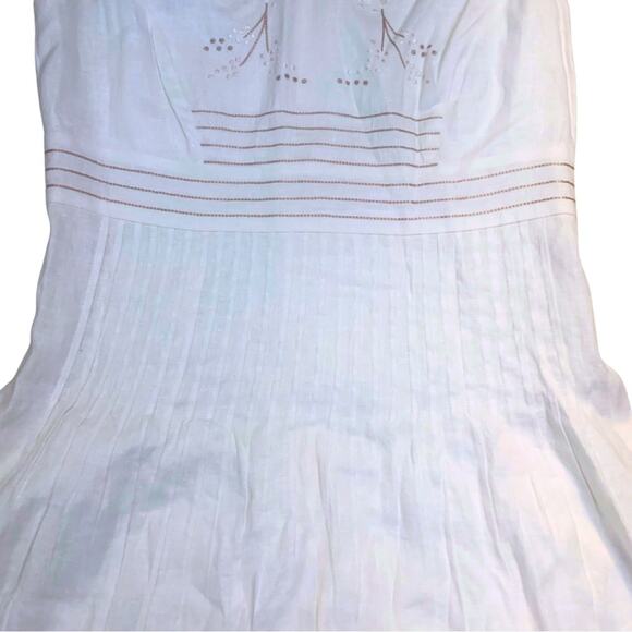 Antonio Melani Linen Sleeveless Floral Beige Cream Tan Shift Dress 6 Embroidery - Picture 3 of 14